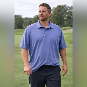 01.ALGO Performance Quick Dry UPF 40 Golf Polo Heather Blue XXL